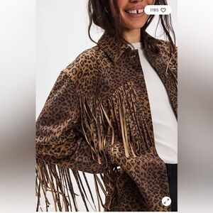 We The Free Fringe Out Vegan Suede Animal Print Jacket